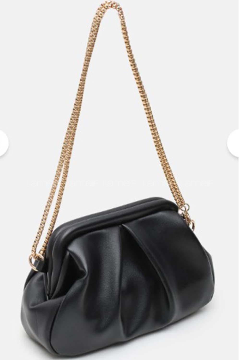 Lamelif Clutch Form Uzun Askılı Degas Kadın Çanta Siyah