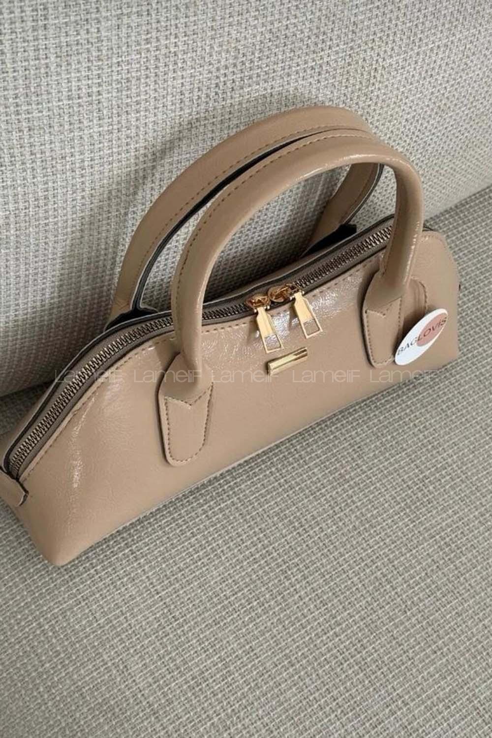 Lamelif Gold Detaylı Kadın El Ve Omuz Çantası Bej