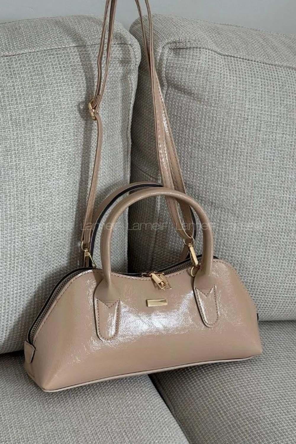 Lamelif Gold Detaylı Kadın El Ve Omuz Çantası Bej