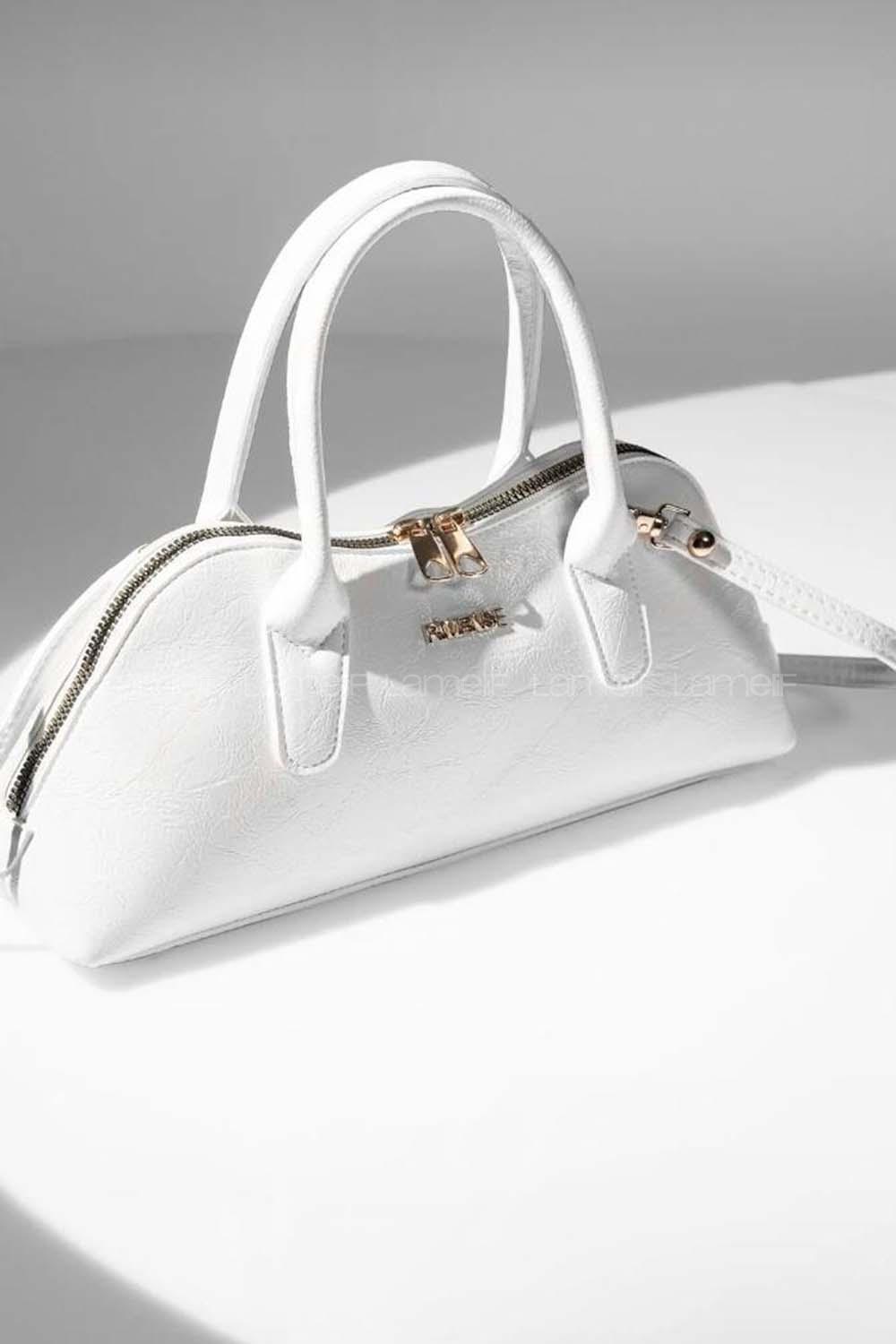 Lamelif Gold Detaylı Kadın El Ve Omuz Çantası Beyaz