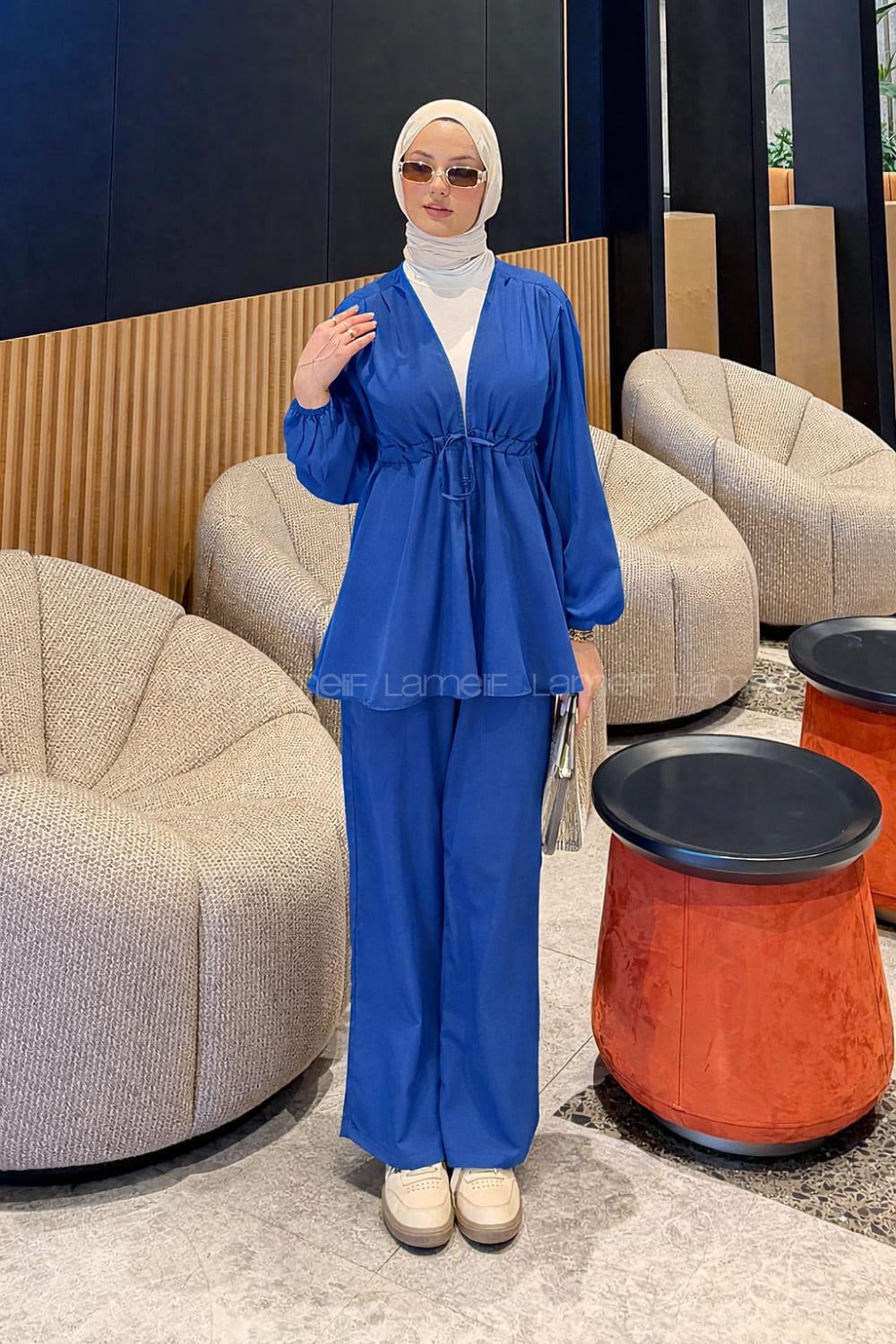 Sax V Neck Long Arm Cotton Regular Trousers Material Suit