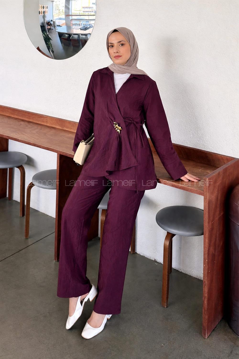 Plum Shirt Collar Long Arm Ayrobin Regular Trousers Comfortable Suit