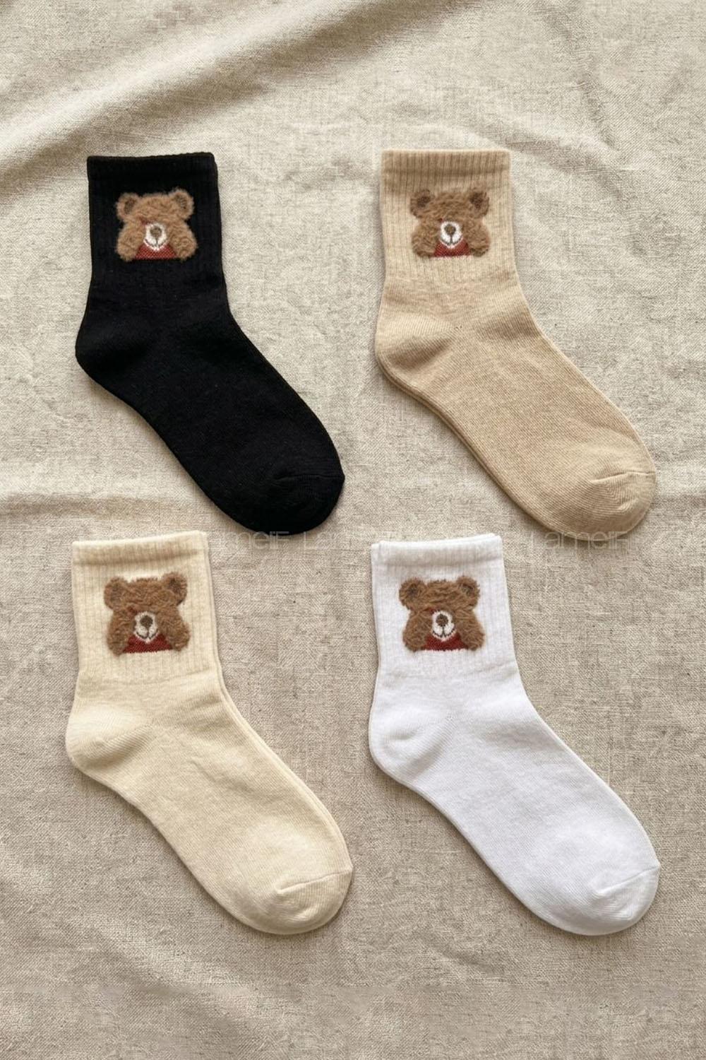 Lamelif 4lü Tüylü Ayı Çorap