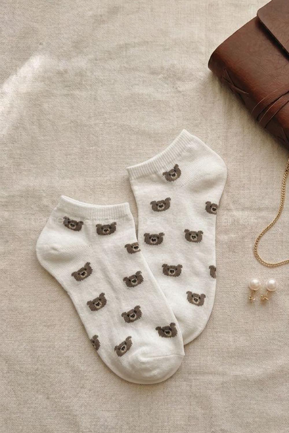 Lamelif Yıkamalı Penye Ayı Çorap