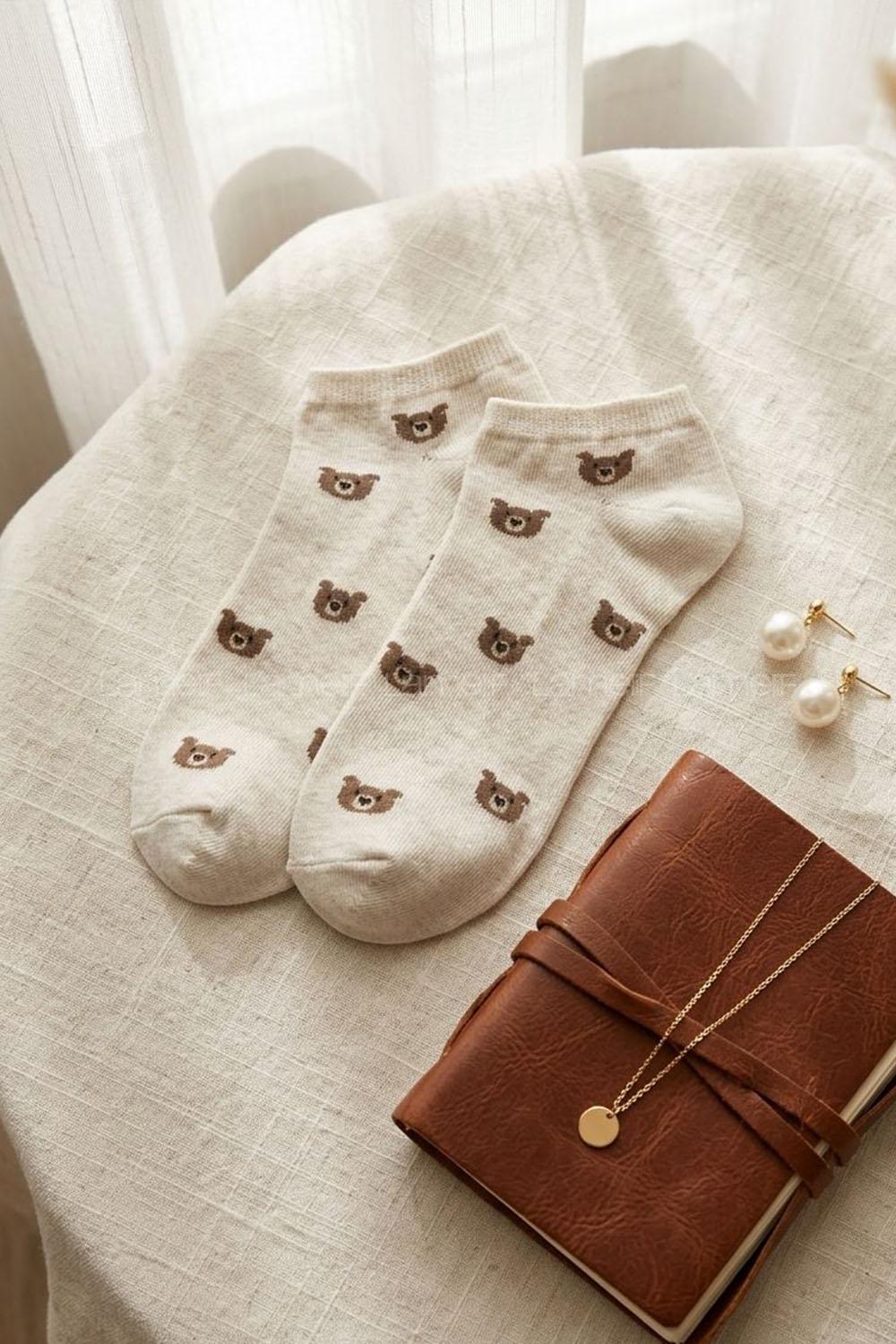 Lamelif Yıkamalı Penye Ayı Çorap