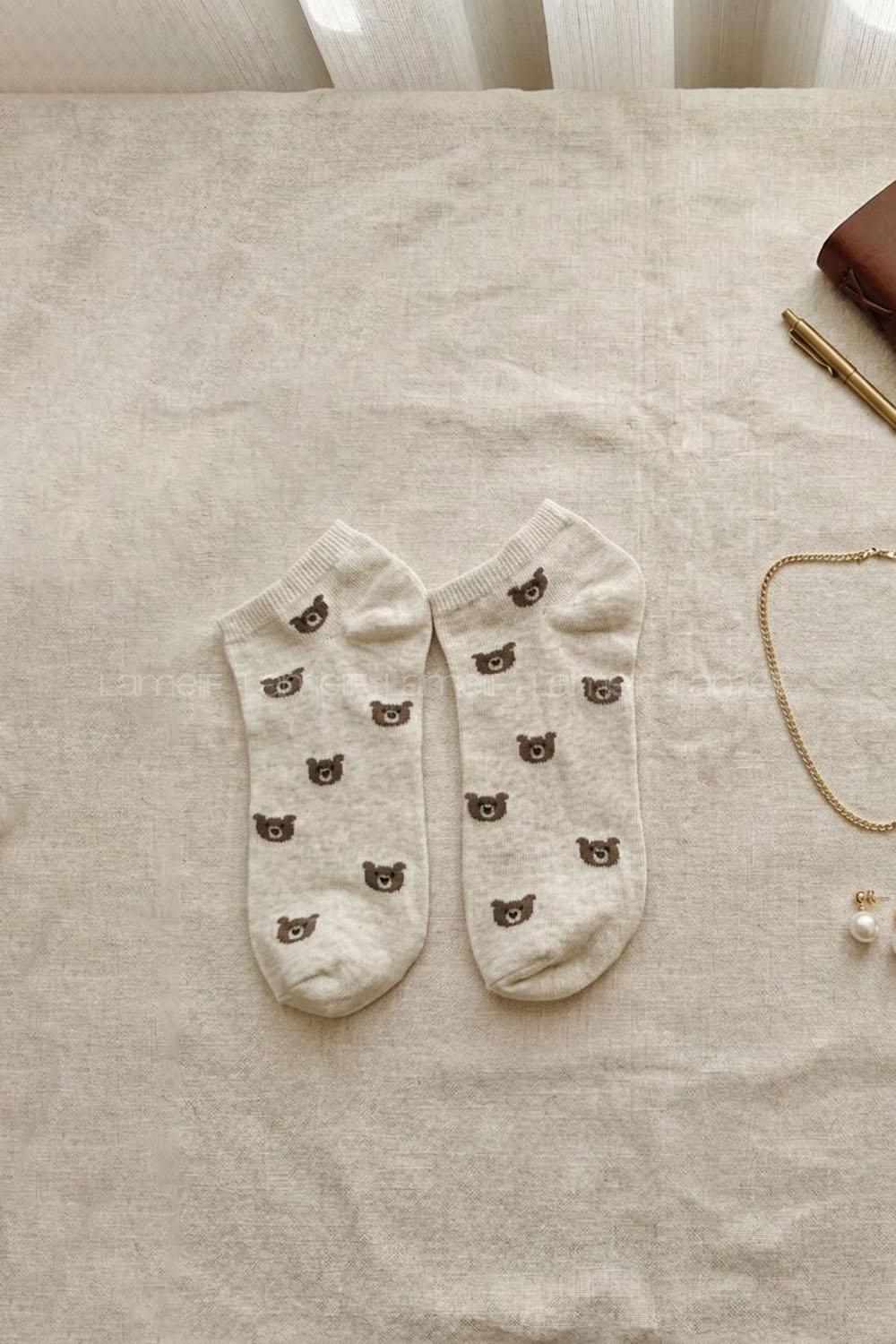 Lamelif Yıkamalı Penye Ayı Çorap