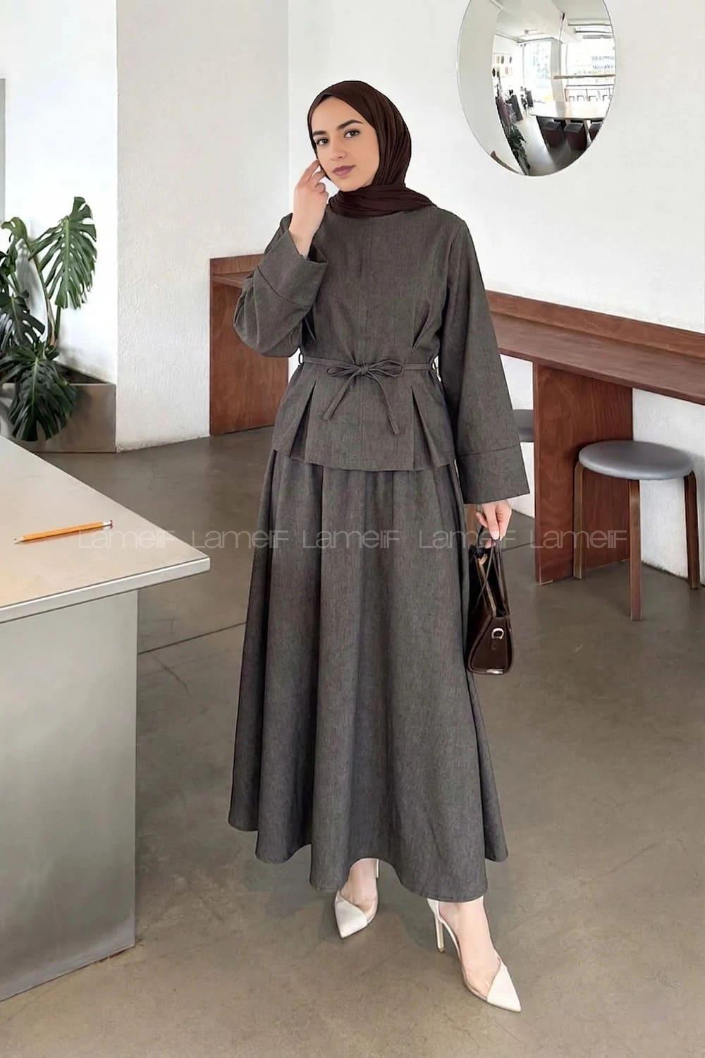 Lamelif Belden Pensli İkili Takım Acı Kahve