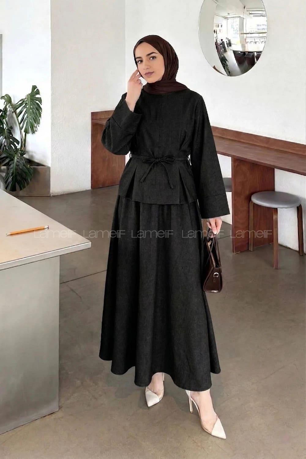 Lamelif Belden Pensli İkili Takım Siyah