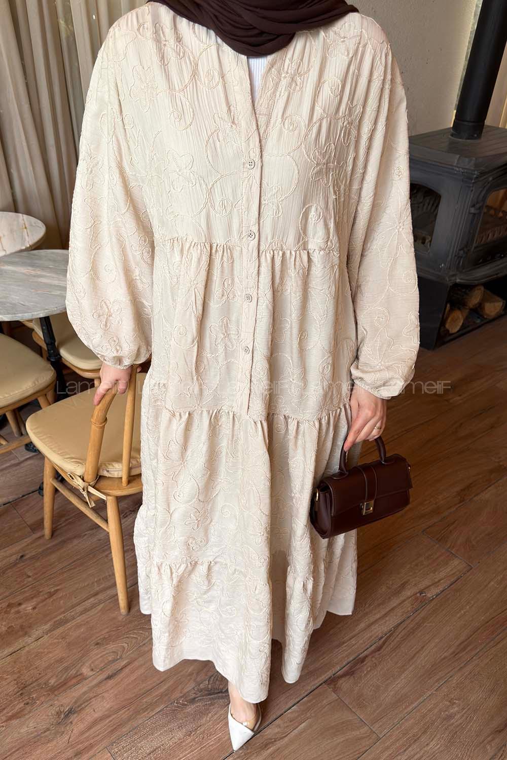 Stone V Neck Cotton Fabric Polyester Printed Dresess