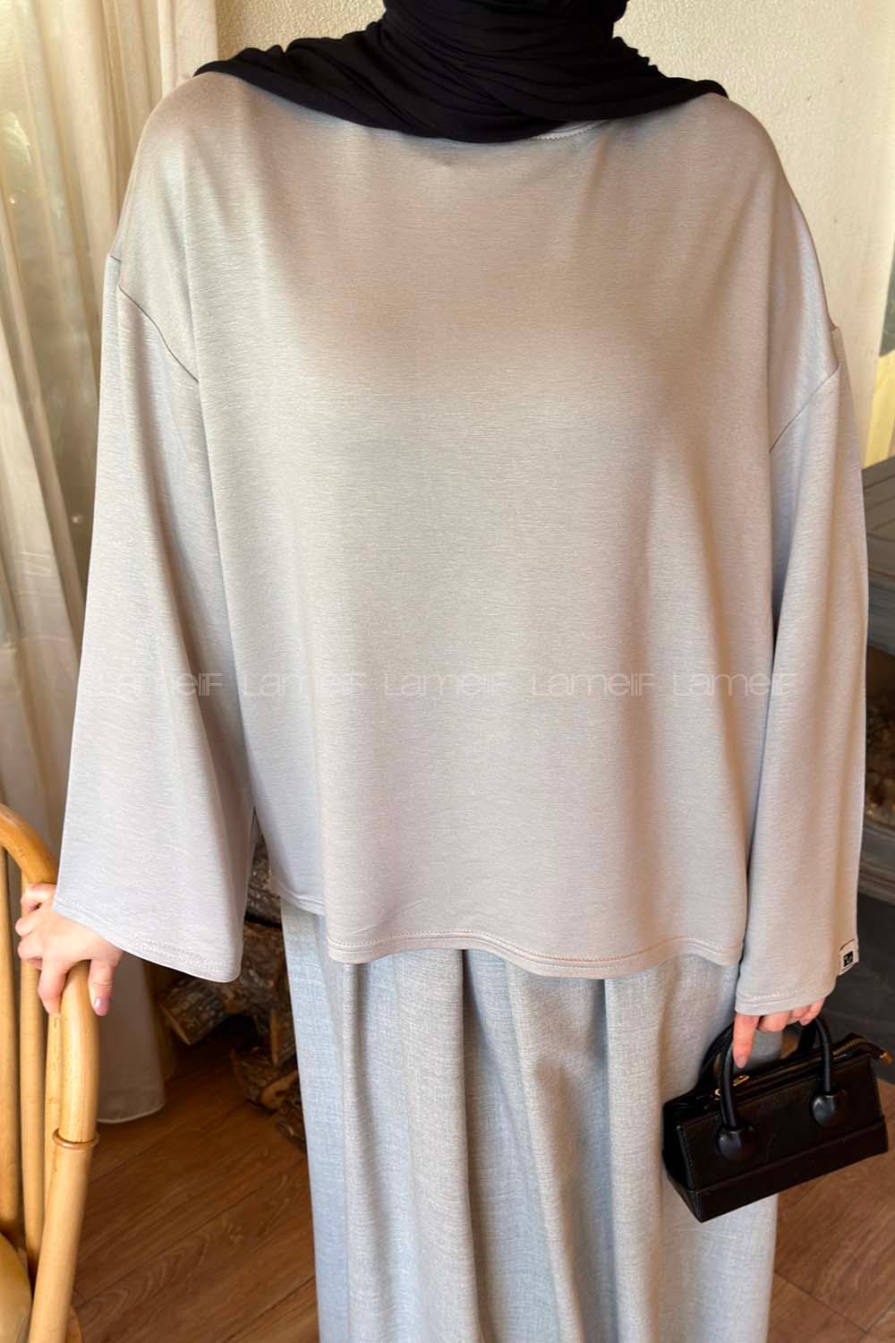 Lamelif Kol Armalı Sweatshirt Gri