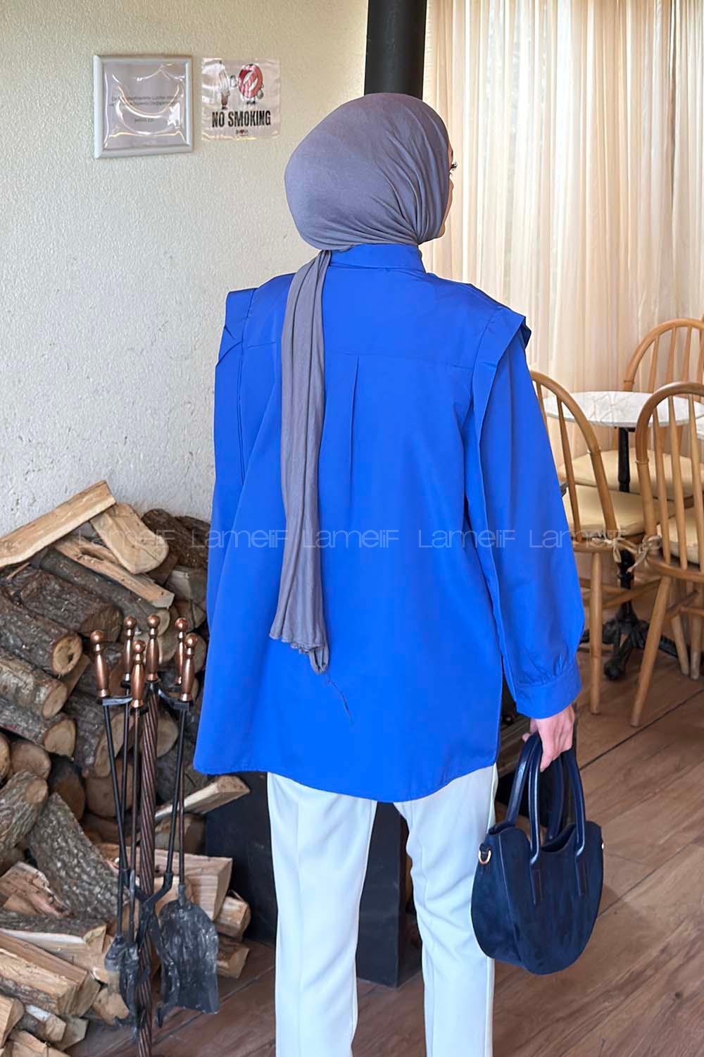 Saxe Shirt Collar Long Arm Cotton Shirt