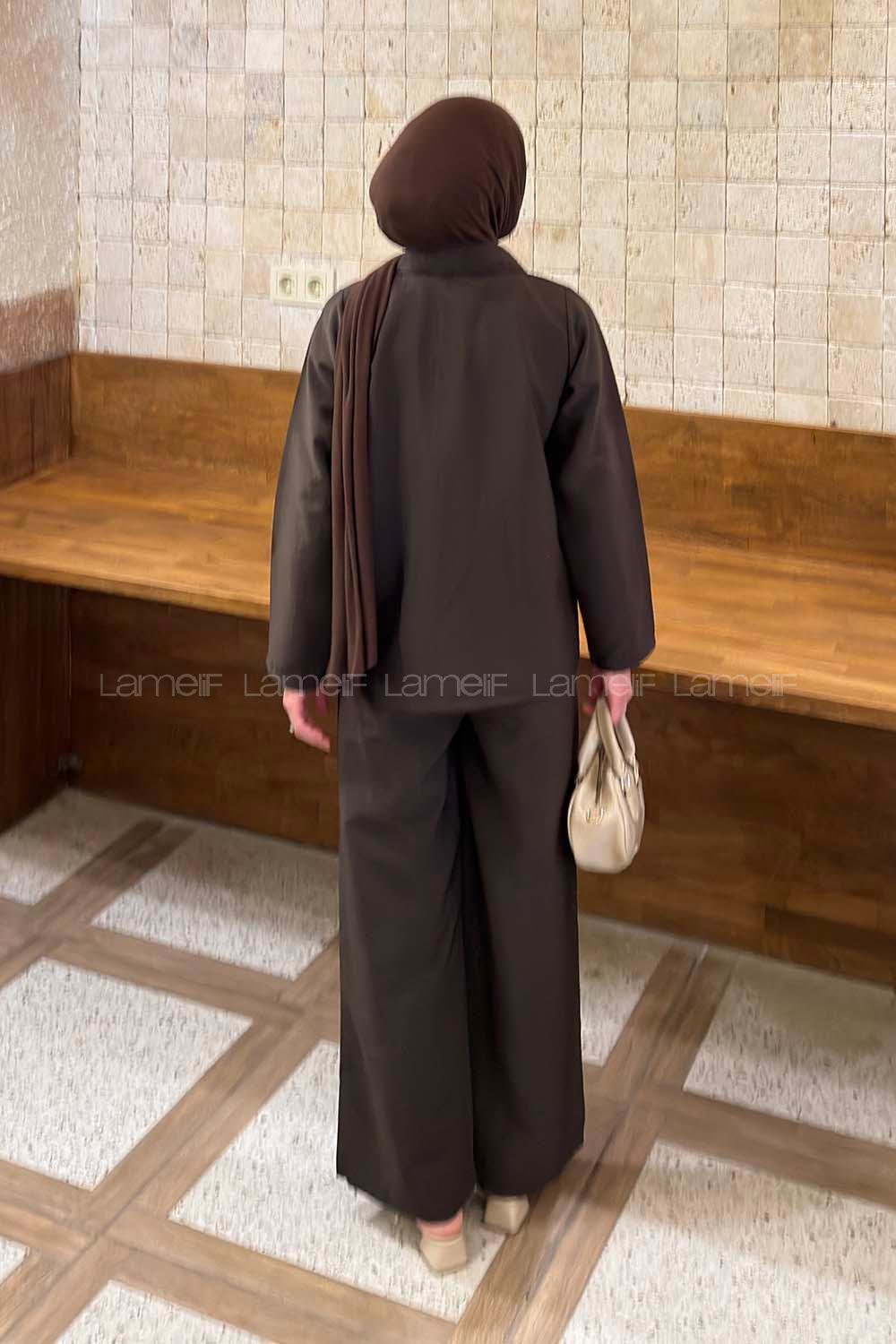 Bitter Brown Shirt Collar Long Arm Ayrobin Regular Trousers Comfortable Suit