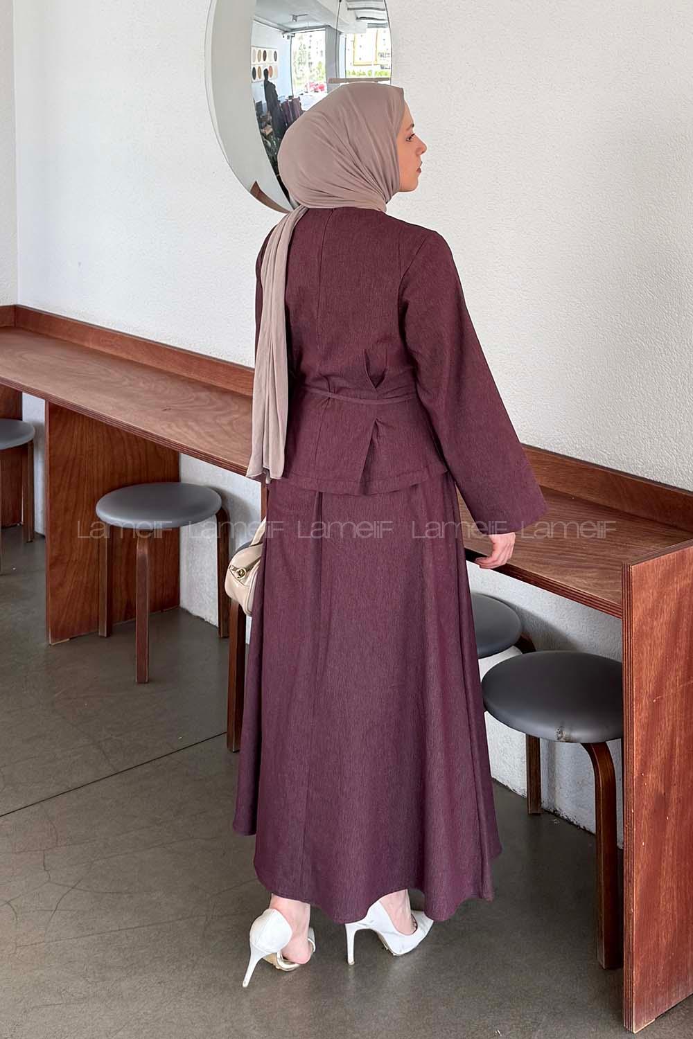 Lamelif Belden Pensli İkili Takım Mürdüm