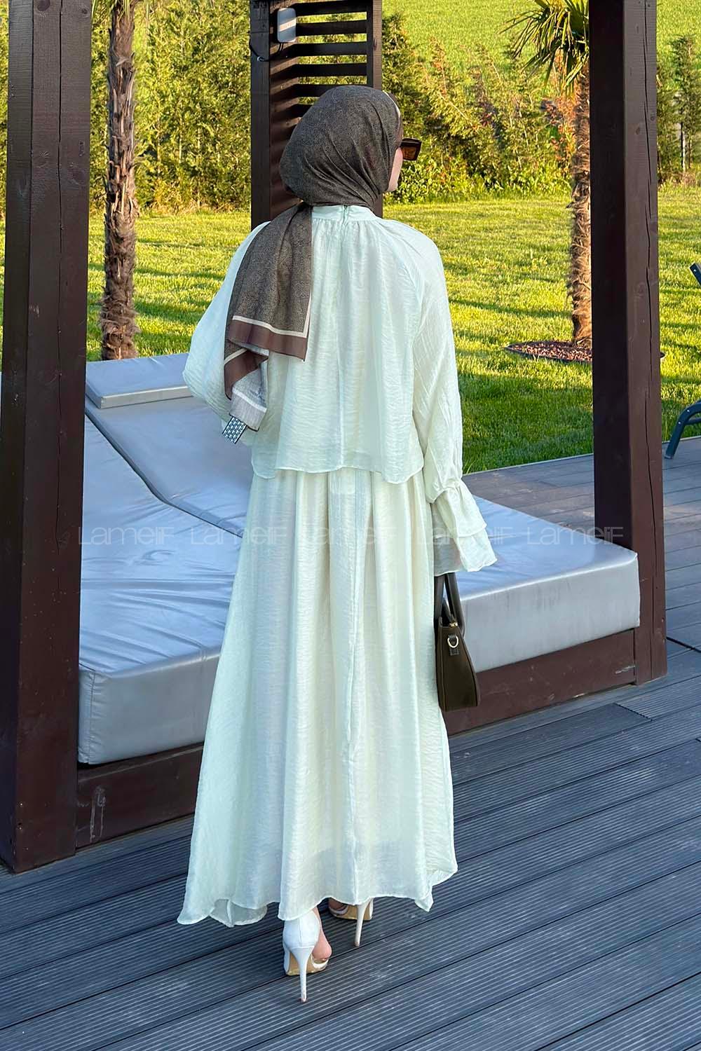 Lamelif Yakası Bağlama Detaylı Etekli Takım Mint Yeşili