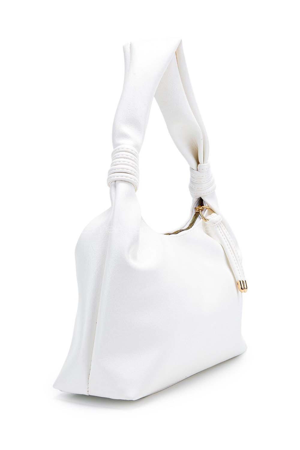 Lamelif  BURBİE Düğüm Detaylı El ve Omuz Kadın Çantası Beyaz