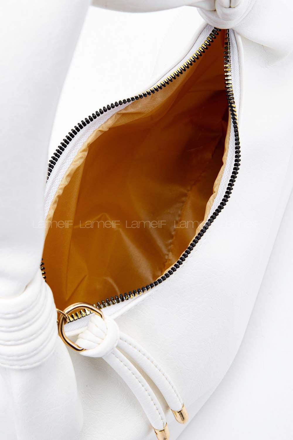 Lamelif  BURBİE Düğüm Detaylı El ve Omuz Kadın Çantası Beyaz