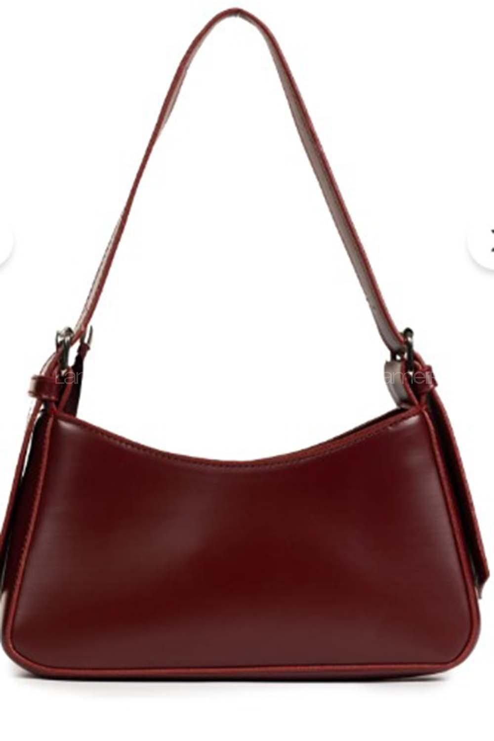 Lamelif Distressed Kol Çantası Kadın Parlak Bordo