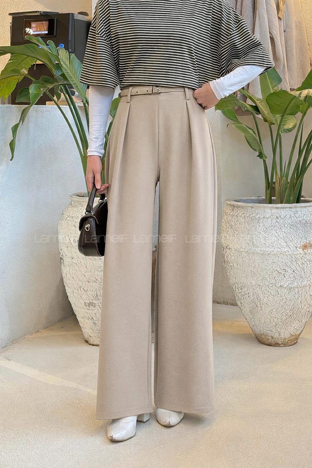 Brown With Milk Viscose Fabric Material Pants