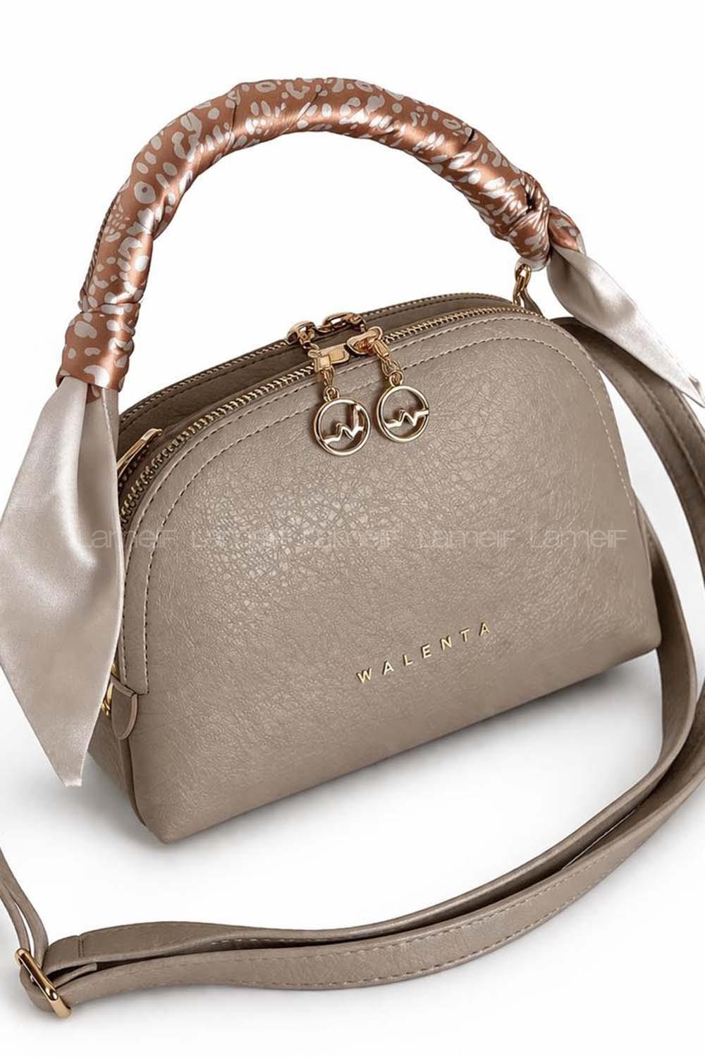 Lamelif Fular Detaylı Armoli El ve Omuz Çantası Vizonrengi