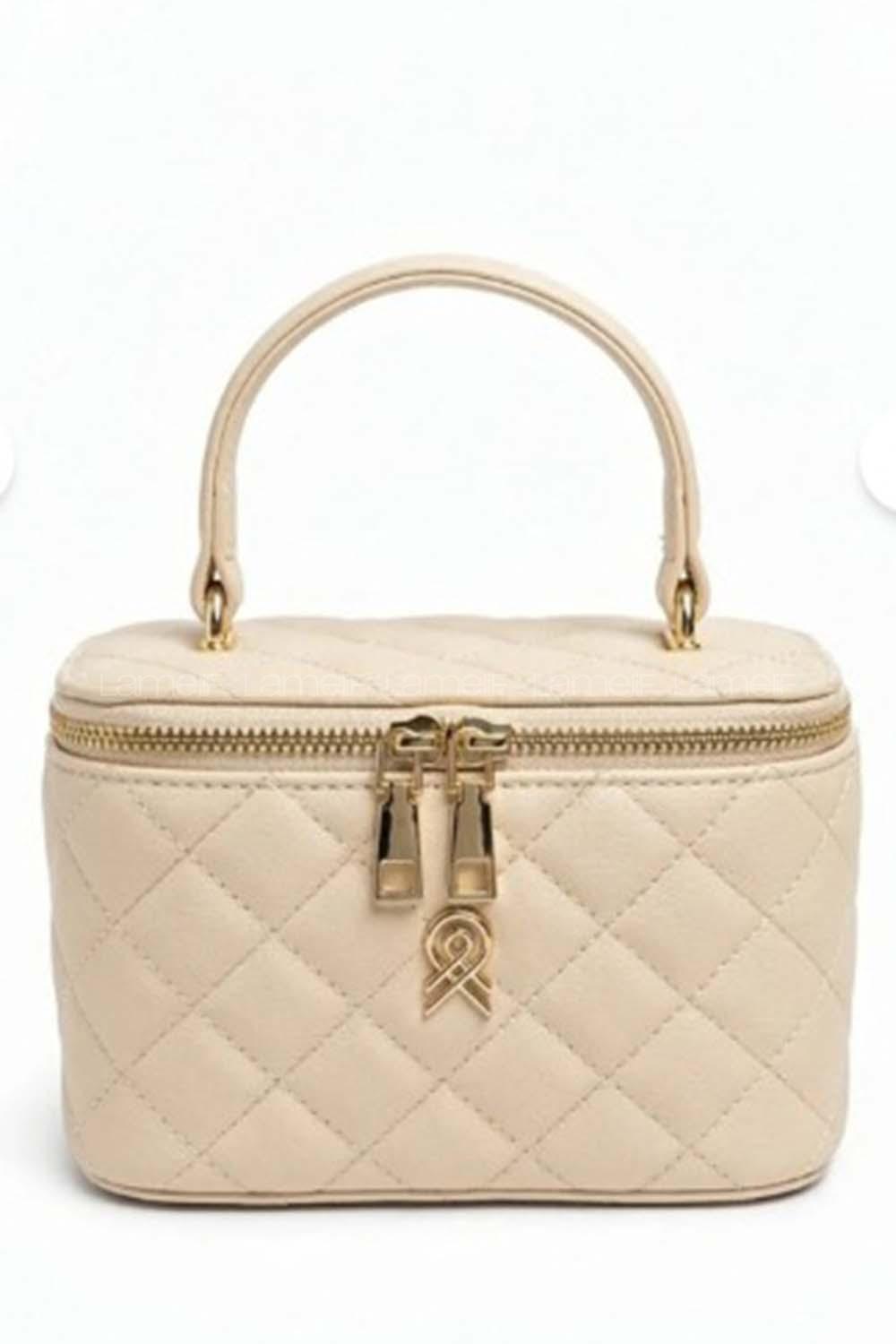 Lamelif Nakış Detaylı Kutu Model El & Omuz Çantası Kadın Krem