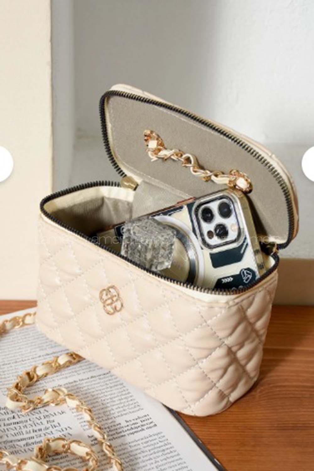 Lamelif Nakış Detaylı Kutu Model El & Omuz Çantası Kadın Krem