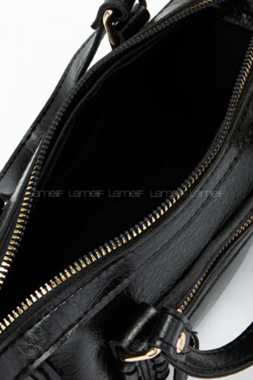 Lamelif Örgü Ve Sarkıt Detaylı Jimmy Kadın Çapraz Çanta Siyah