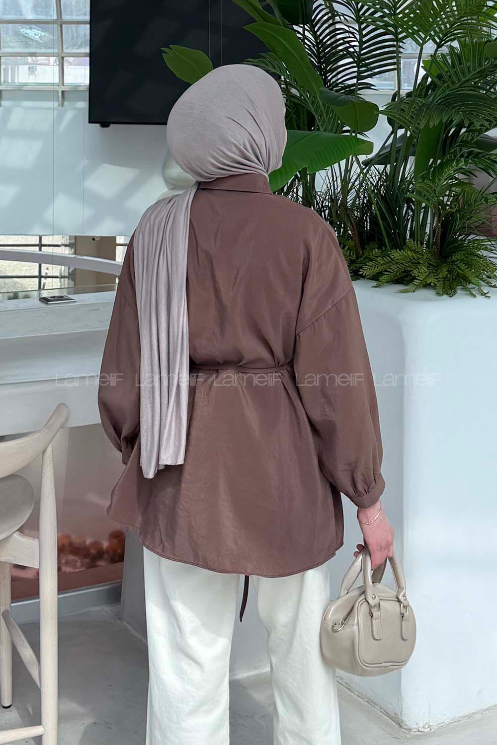 Lamelif Bağlamalı Gömlek Soft Kahve