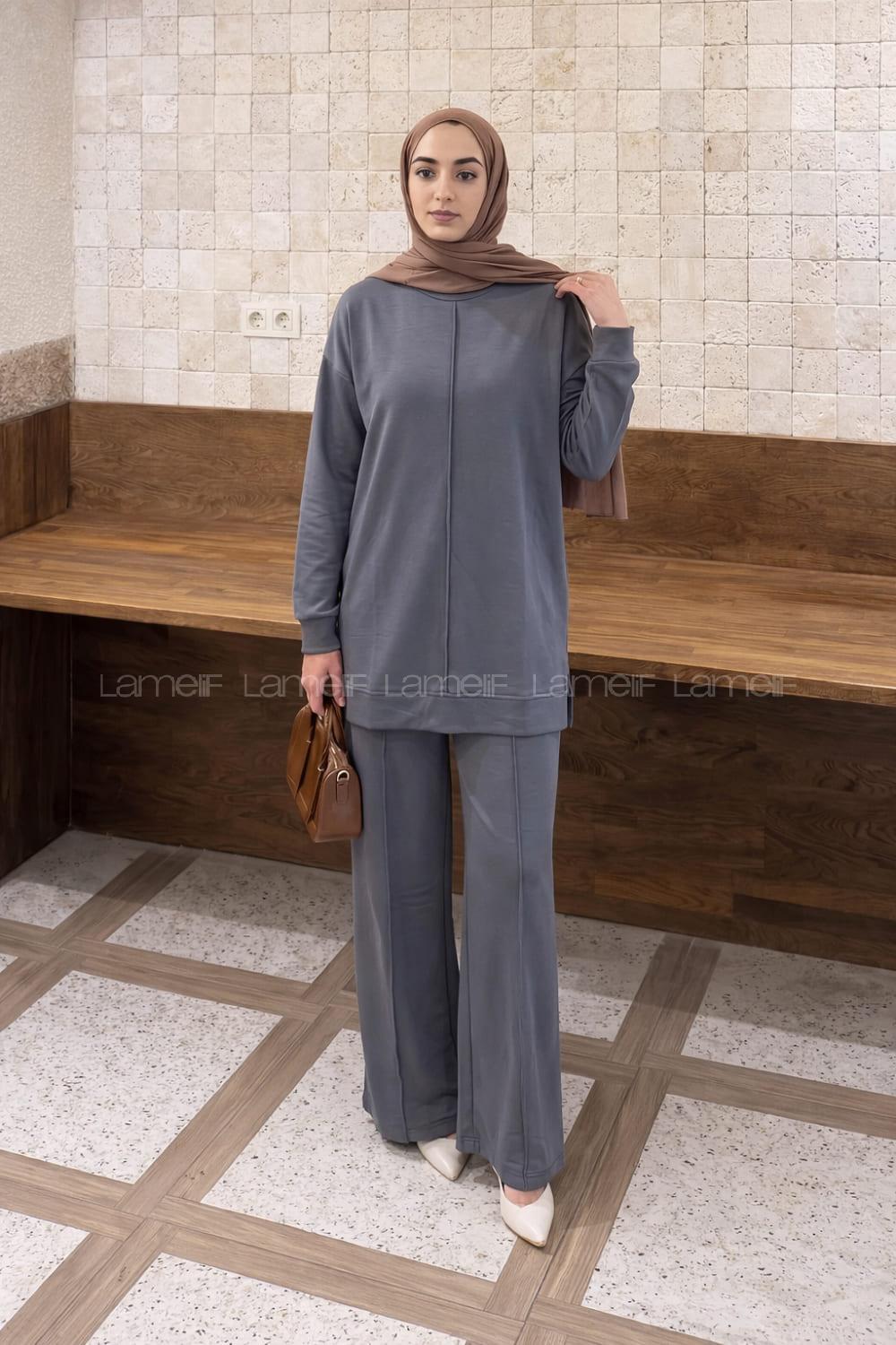 Lamelif Önü Dikişli Takım Antrasit