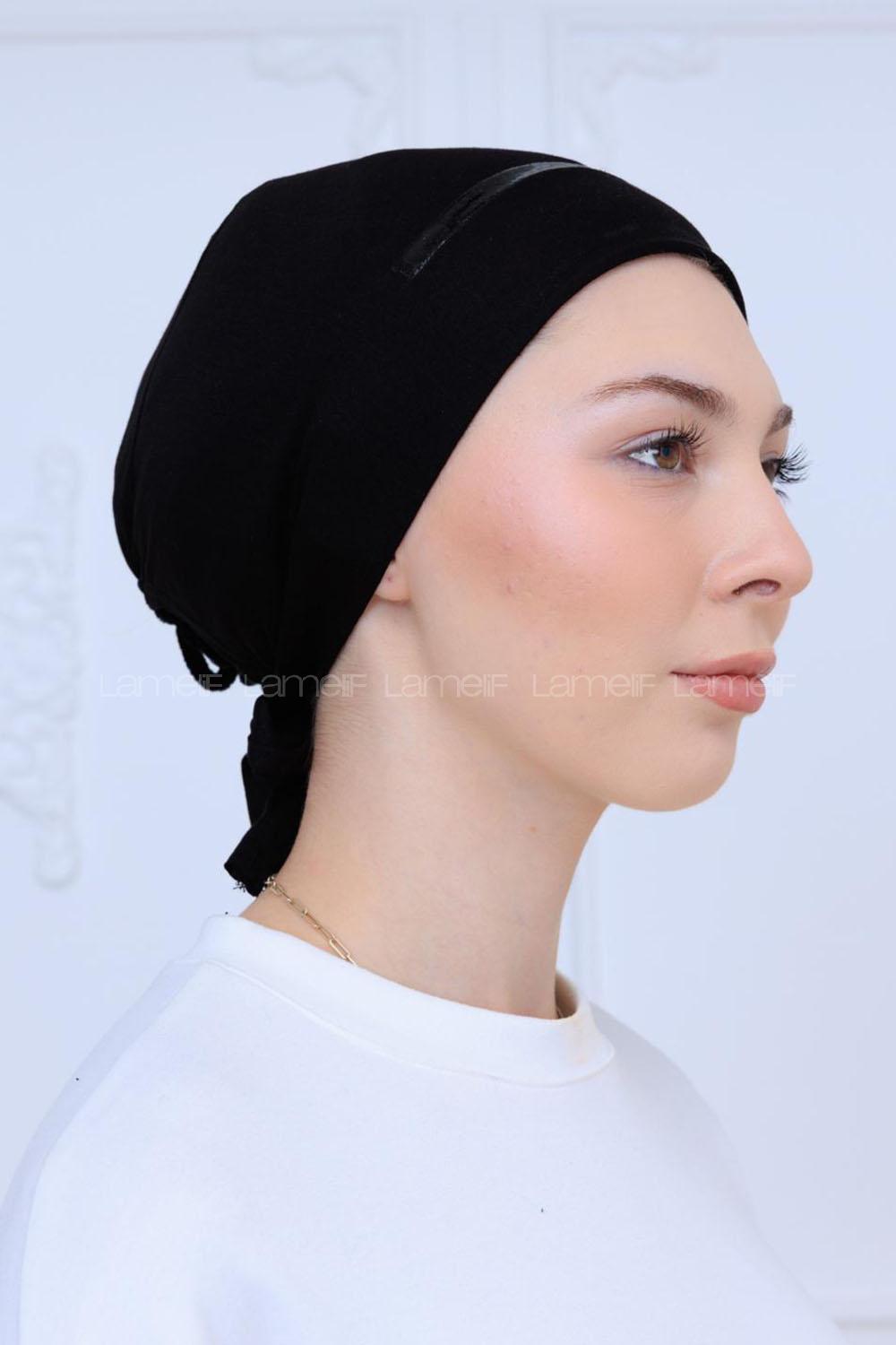 Lamelif Çift Likralı Silikonlu Bone Siyah