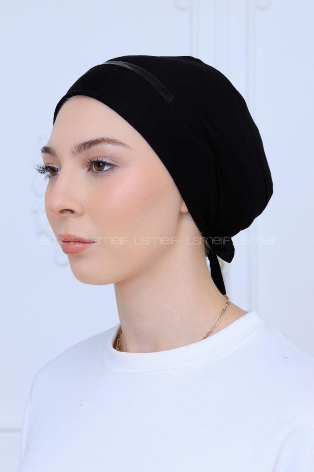 Lamelif Çift Likralı Silikonlu Bone Siyah