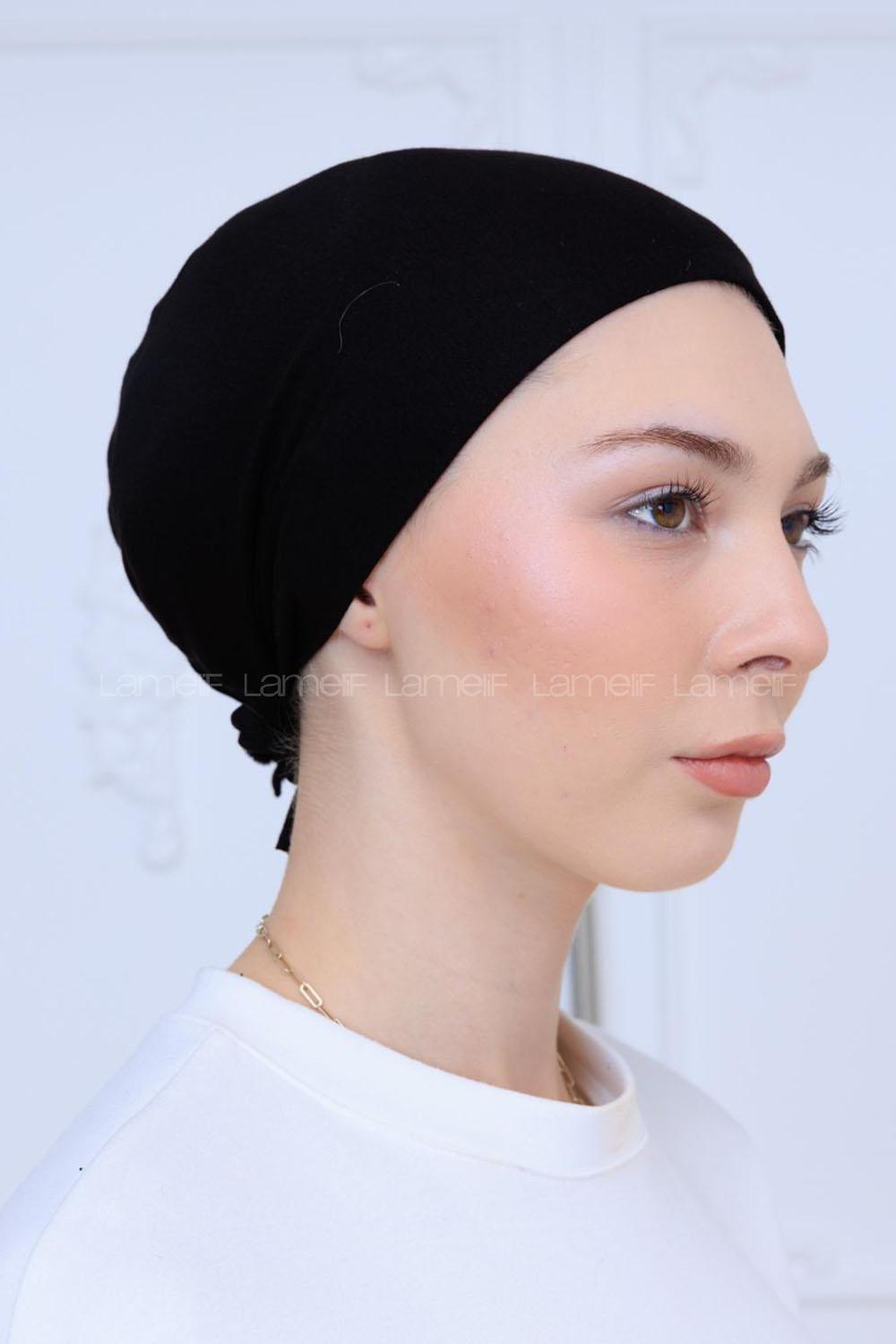 Lamelif Likralı Silikonlu Bone Siyah