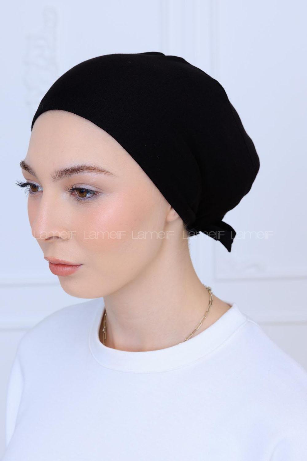 Lamelif Likralı Silikonlu Bone Siyah