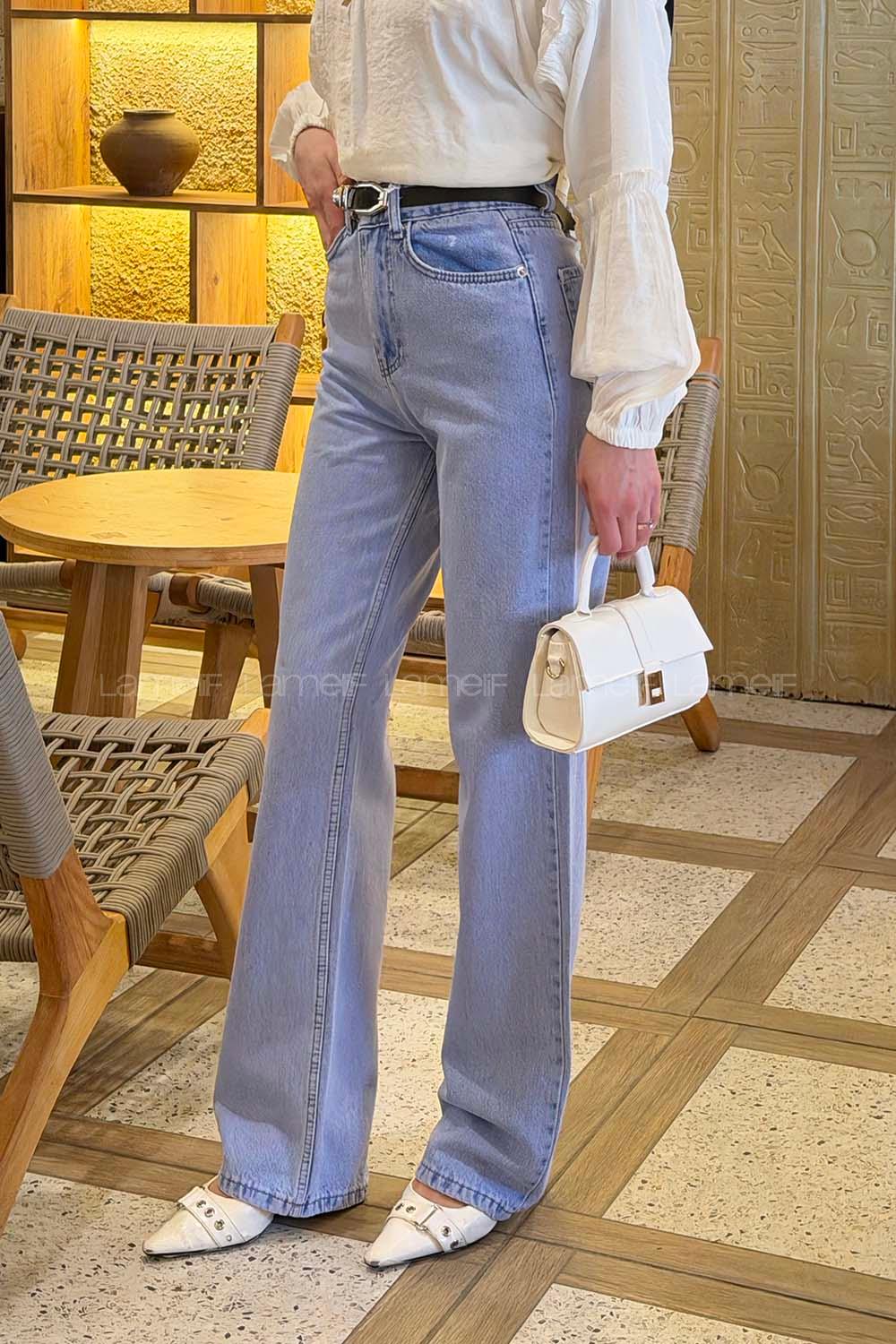 Lamelif Düz Kesim Jean Açık Mavi