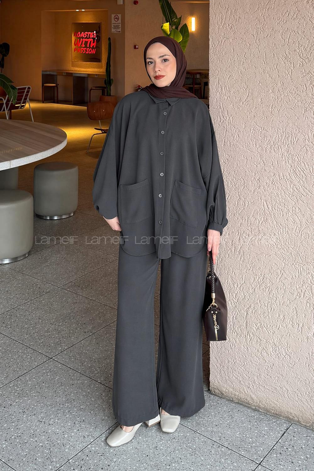 Lamelif Çift Cepli Takım Siyah