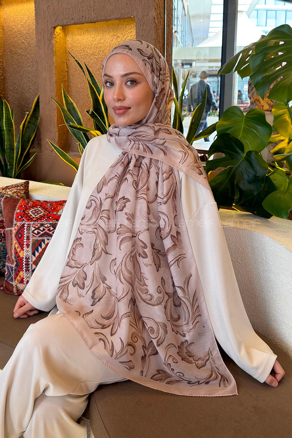 Lamelif Etnik Desen Ferah Şal Bej