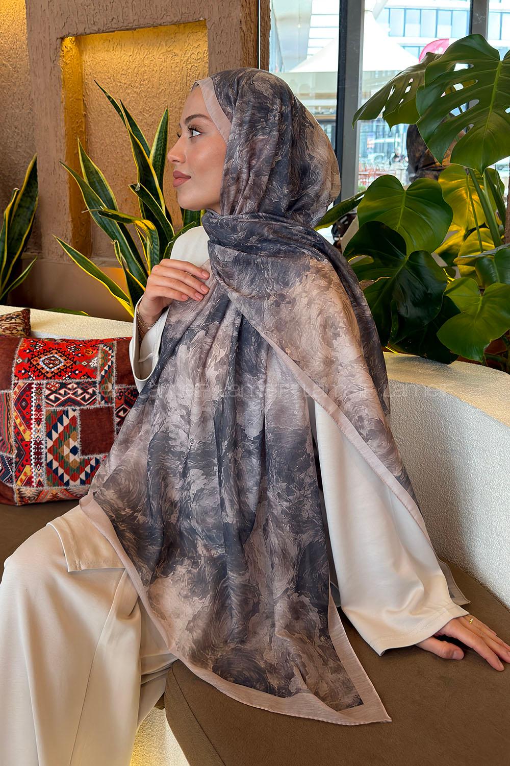 Lamelif Gül Çiçek Desen Ferah Şal Bej