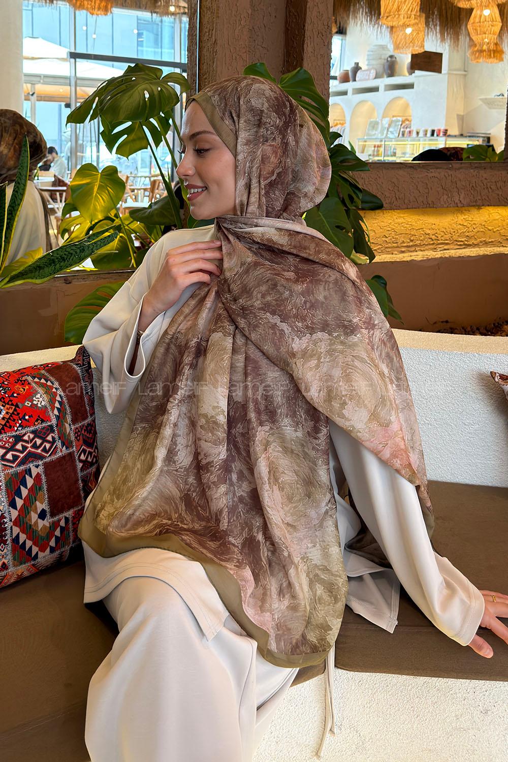 Lamelif Gül Çiçek Desen Ferah Şal Mint Yeşili