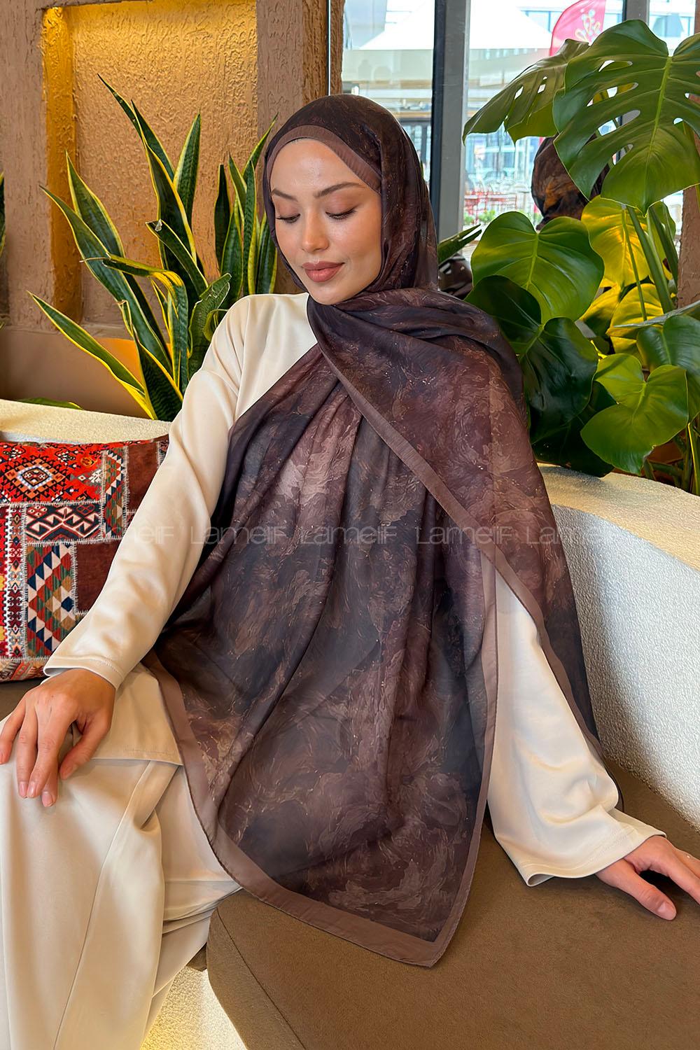 Lamelif Gül Çiçek Desen Ferah Şal Siyah Soft Yeşil