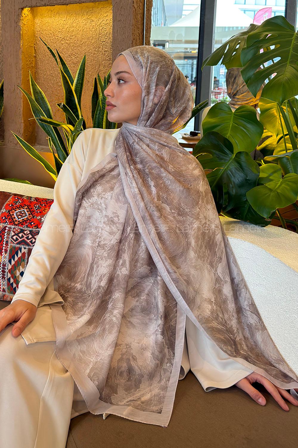 Lamelif Gül Çiçek Desen Ferah Şal Taş