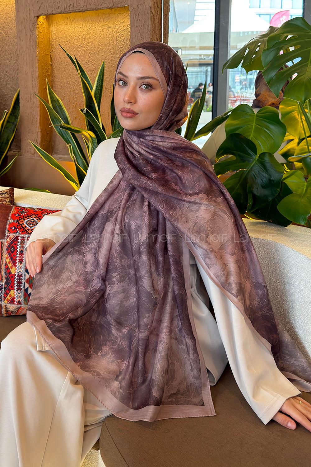 Lamelif Gül Çiçek Desen Ferah Şal Toprak