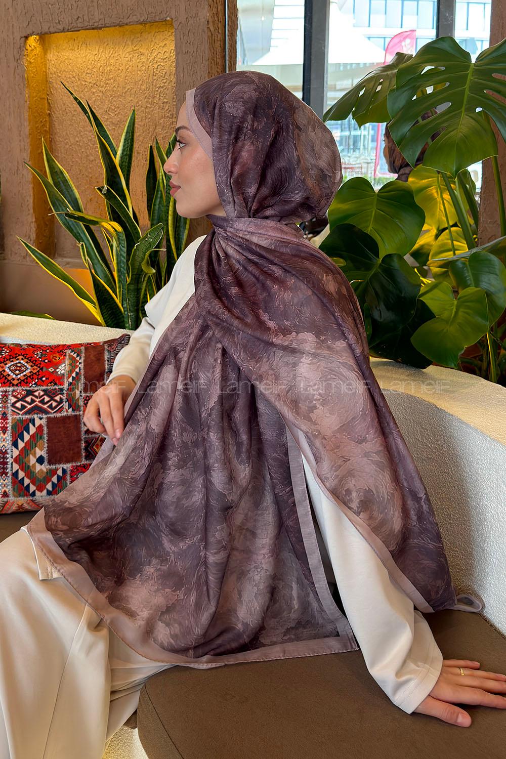 Lamelif Gül Çiçek Desen Ferah Şal Toprak