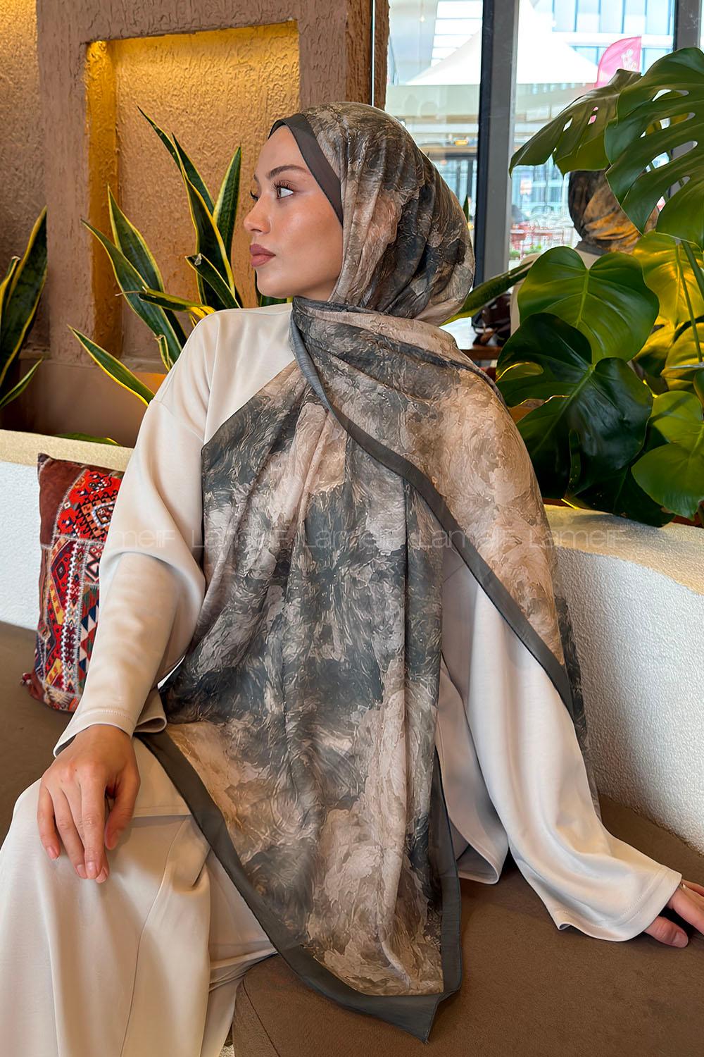 Lamelif Gül Çiçek Desen Ferah Şal Yaprak Yeşili