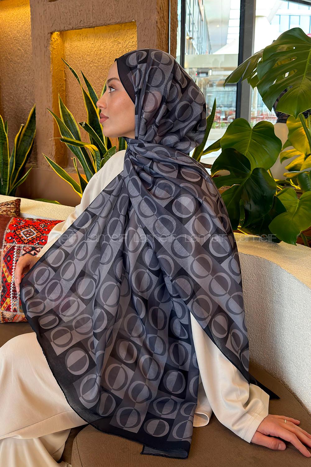 Lamelif Halka Desen Ferah Şal Antrasit