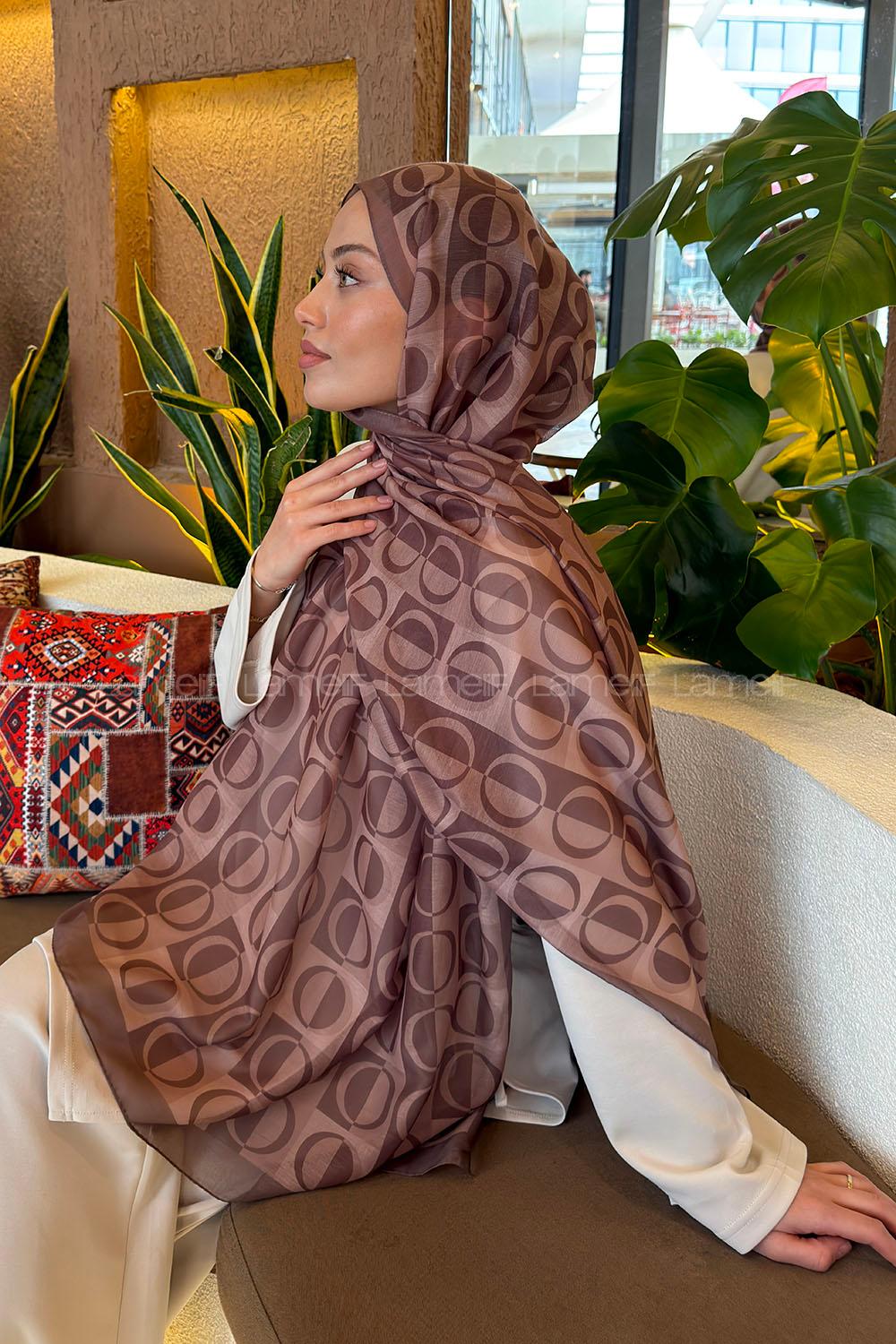 Lamelif Halka Desen Ferah Şal Soft Kahve