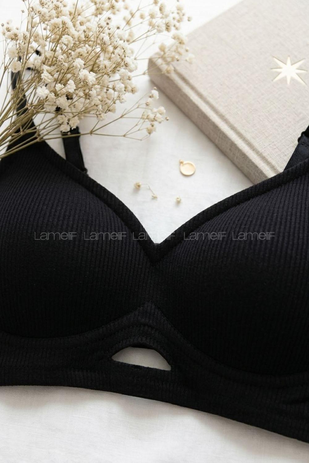 Black Cotton Without Underwire Unsupport Bralet
