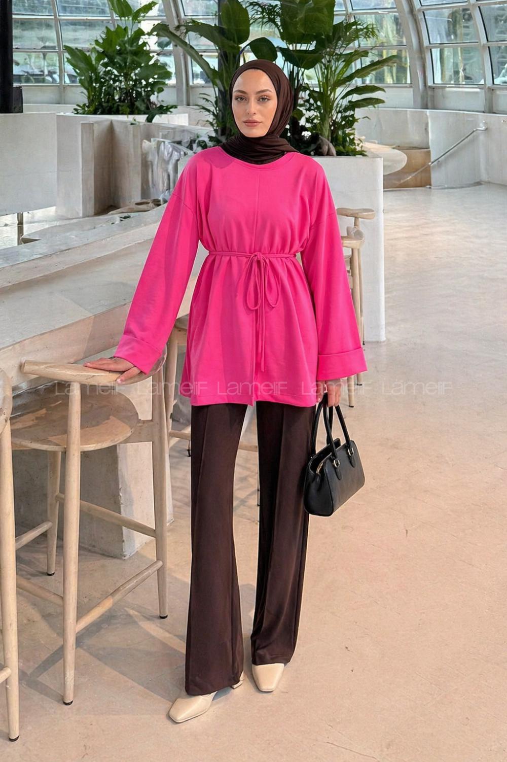 Candy Pink Crew Neck Long Arm Sweatshirt
