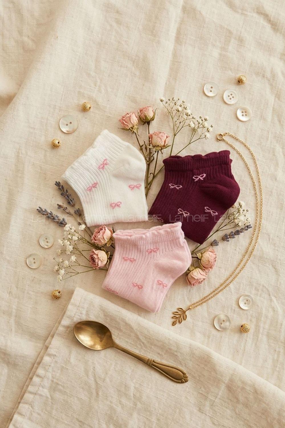 Lamelif 3lü Fiyonk Patik Çorap