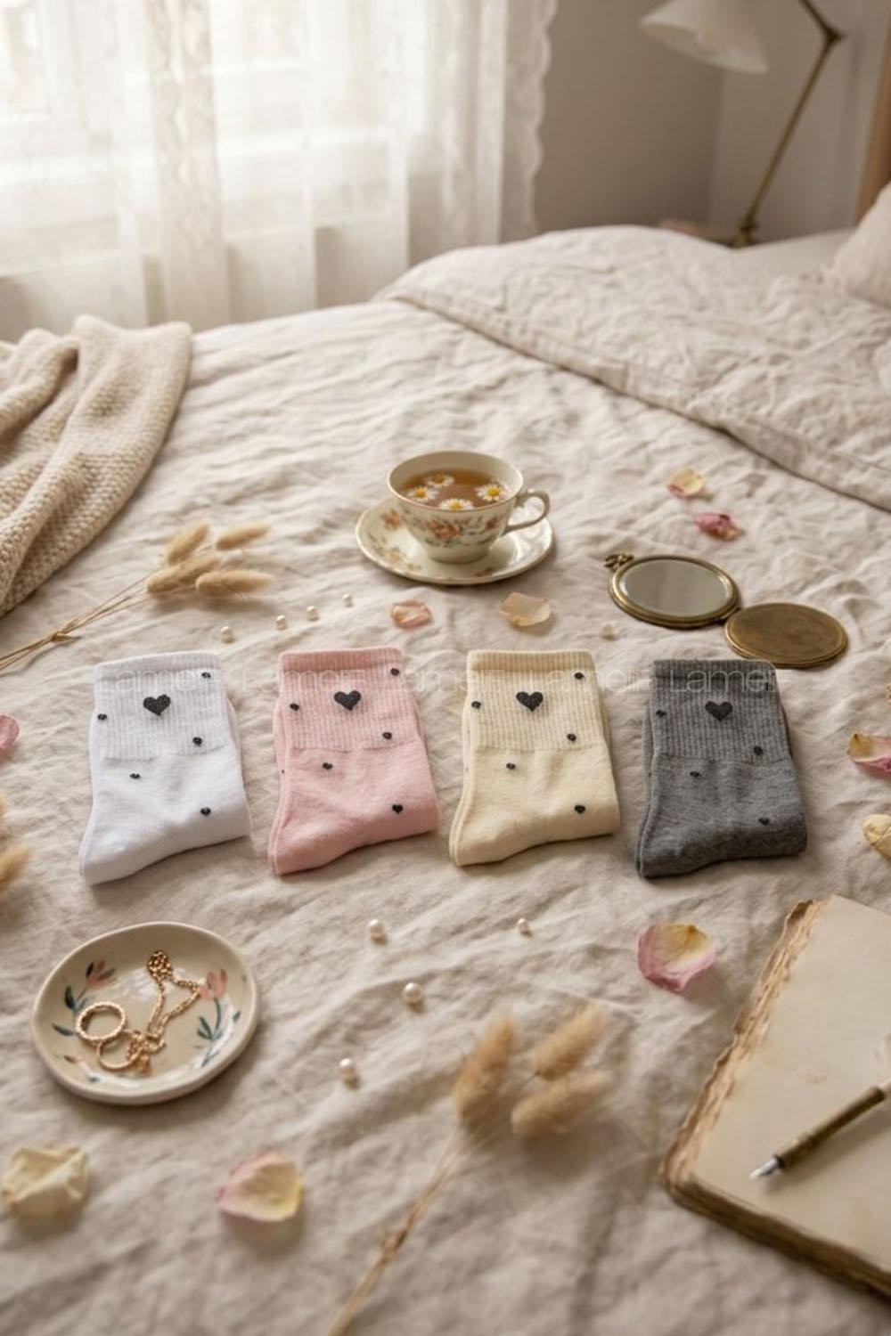 Lamelif 4lü Kalpli Puanlı Kolej Çorap