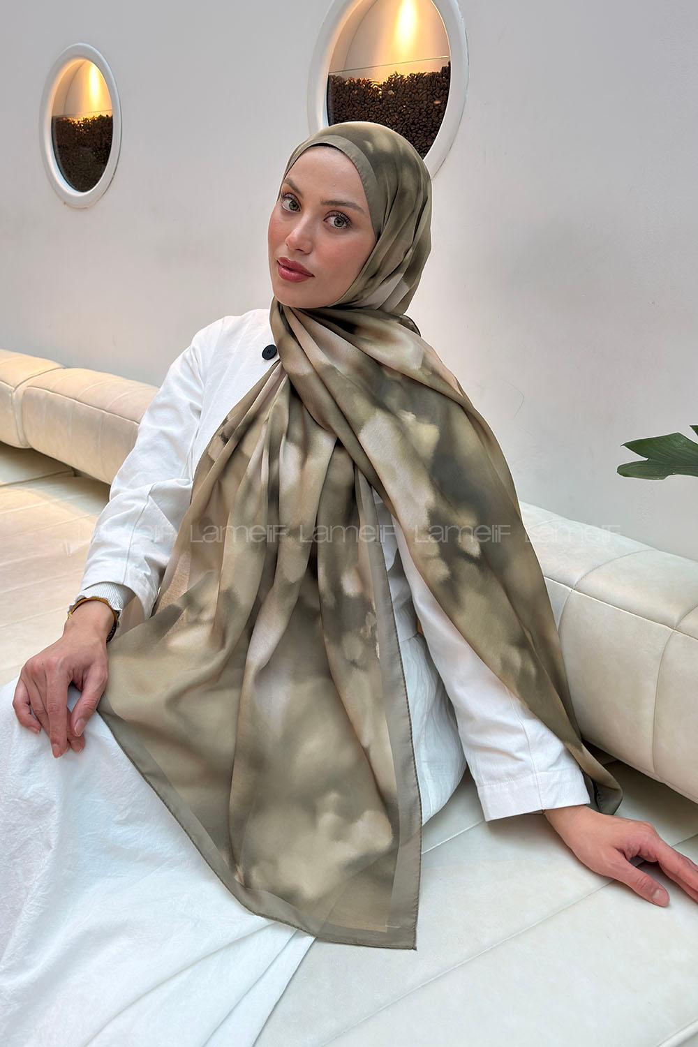 Lamelif Batik Desen Soft Şal Mint Yeşili