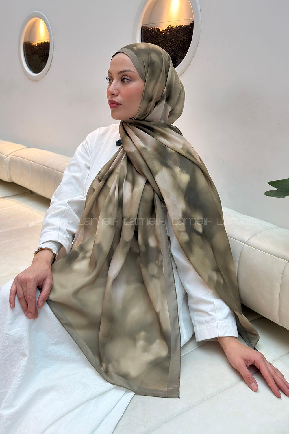 Lamelif Batik Desen Soft Şal Mint Yeşili